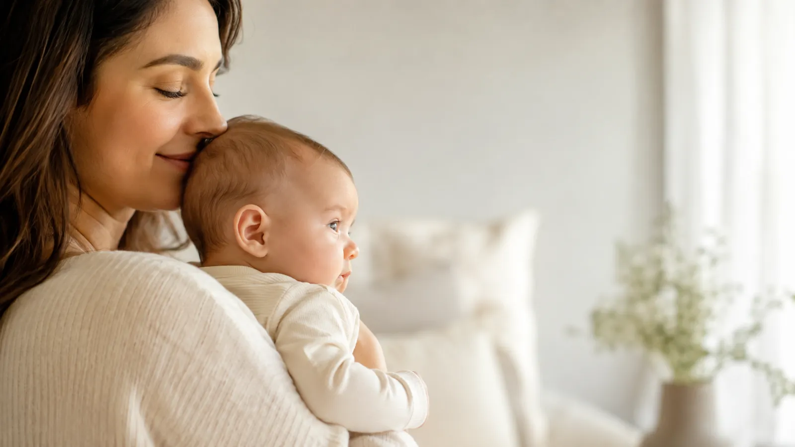 Mãe com o bebê no colo em avaliação de orelha de abano bebê com Otobaby na Luquini, Rio de Janeiro