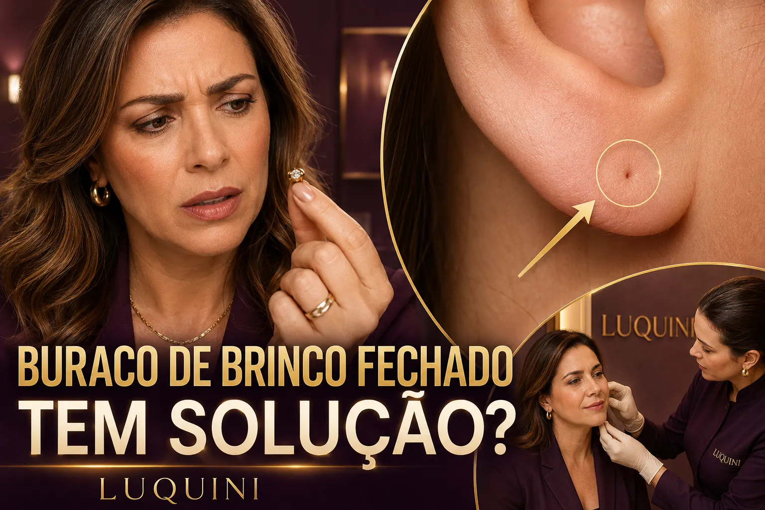 buraco de brinco fechado avaliado na Luquini Clinic Rio de Janeiro