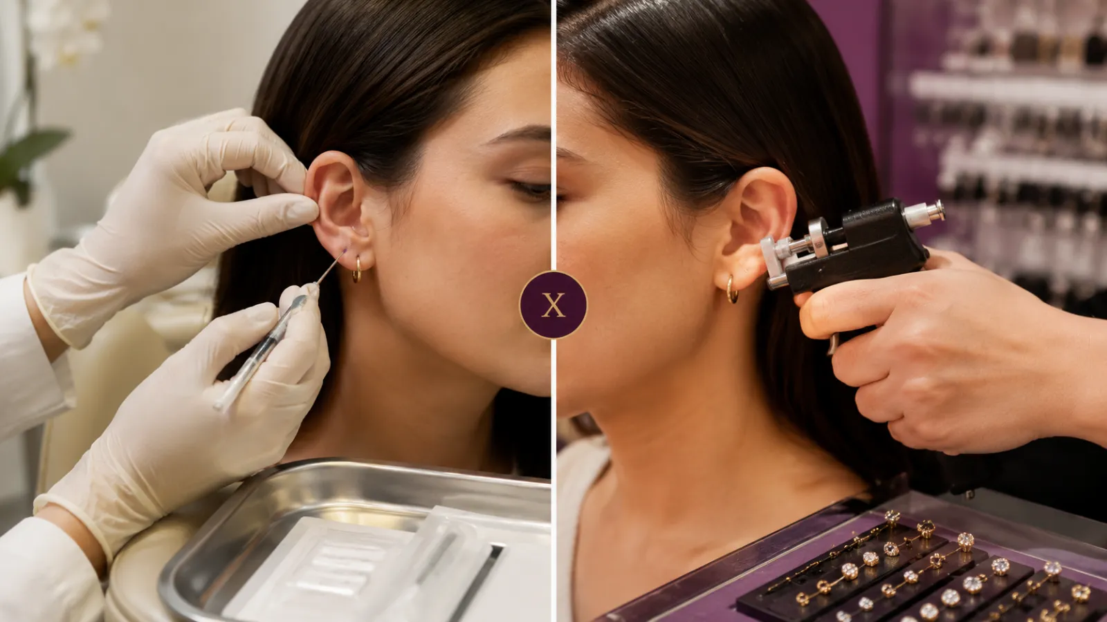 Piercing feito com agulha americana pelo Método CARE na Luquini Clinic, Rio de Janeiro