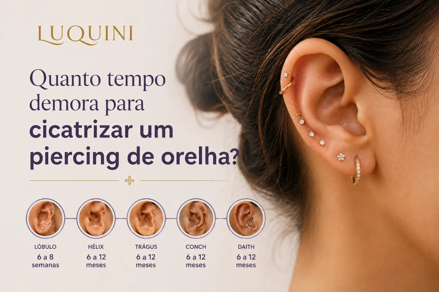 quanto tempo demora para cicatrizar piercing de orelha na Luquini RJ
